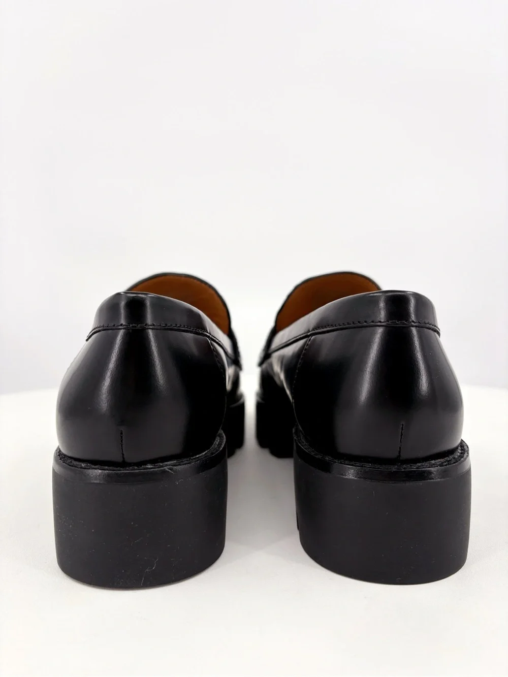 TORY BURCH Mini Everly Chunky Loafer Black Patent Leather Lug Sole 8.5